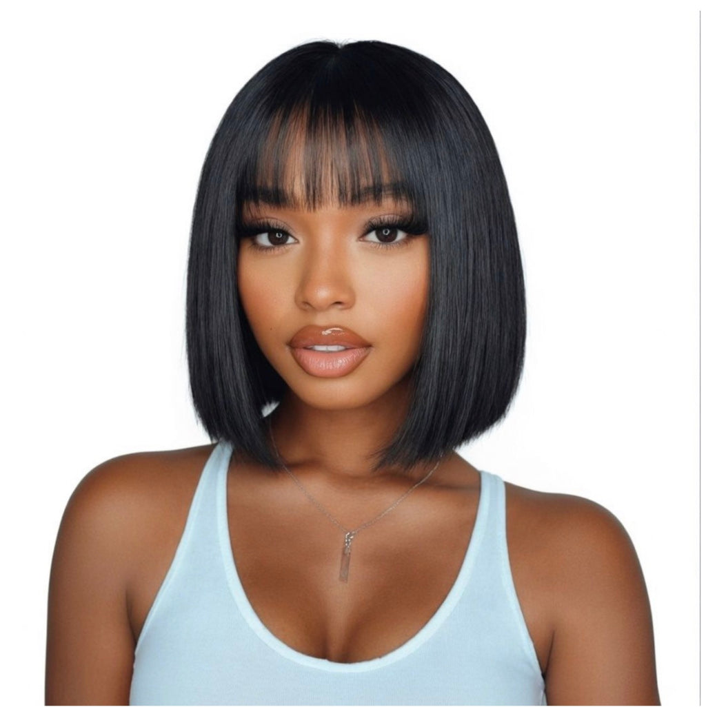 Luxe Sleek Bob Wig with Wispy Bangs